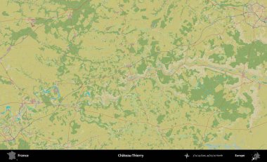 Şato-Thierry. OpenStreetMap İnsani Yardım Stili Haritasında Fransa 'nın idari alanı