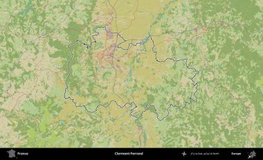 Clermont-Ferrand. OpenStreetMap İnsani Haritada Fransa 'nın idari alanının ana hatları