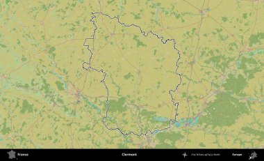 Clermont 'ta. OpenStreetMap İnsani Haritada Fransa 'nın idari alanının ana hatları