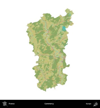 Merhamet et. Fransa 'nın idari bölgesi bir OpenStreetMap İnsani Harita stili haritasında beyaza izole edildi