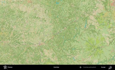 Correze. OpenStreetMap İnsani Yardım Stili Haritasında Fransa 'nın idari alanı