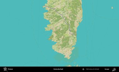 Corse-du-Sud. OpenStreetMap İnsani Haritada Fransa 'nın idari alanının ana hatları