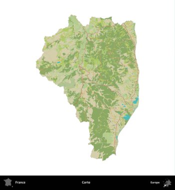 Doğru. Fransa 'nın idari bölgesi bir OpenStreetMap İnsani Harita stili haritasında beyaza izole edildi