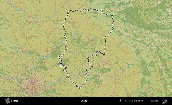 Aisne. OpenStreetMap İnsani Haritada Fransa 'nın idari alanının ana hatları