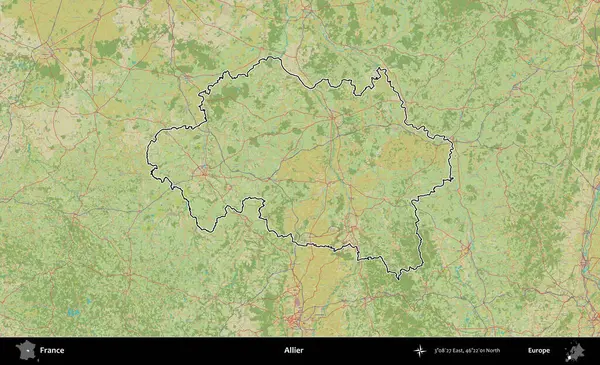 Allier. OpenStreetMap İnsani Haritada Fransa 'nın idari alanının ana hatları
