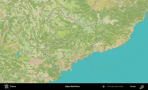 Alpes-Maritimes. OpenStreetMap İnsani Haritada Fransa 'nın idari alanının ana hatları