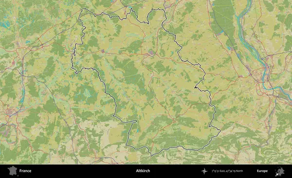 Altkirch. OpenStreetMap İnsani Haritada Fransa 'nın idari alanının ana hatları