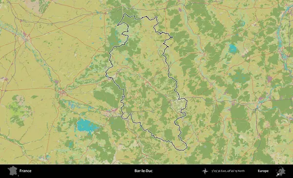 Bar-le-Duc. OpenStreetMap İnsani Haritada Fransa 'nın idari alanının ana hatları