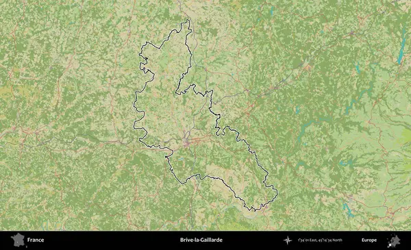 Brive-la-Gaillarde. OpenStreetMap İnsani Haritada Fransa 'nın idari alanının ana hatları