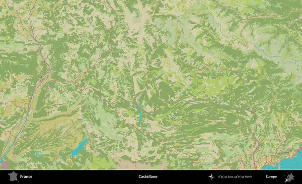 Castellane. OpenStreetMap İnsani Yardım Stili Haritasında Fransa 'nın idari alanı