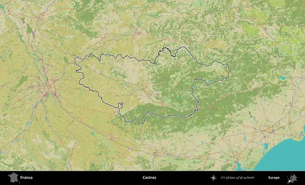 Castres. OpenStreetMap İnsani Haritada Fransa 'nın idari alanının ana hatları