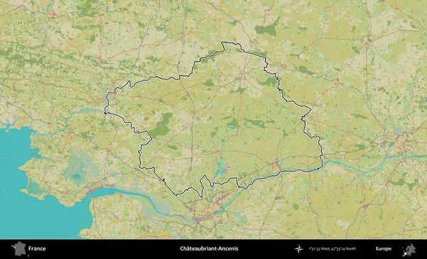 Chateaubriant-Ancenis. OpenStreetMap İnsani Haritada Fransa 'nın idari alanının ana hatları