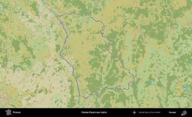 Cosne-Cours-sur-Loire. OpenStreetMap İnsani Haritada Fransa 'nın idari alanının ana hatları