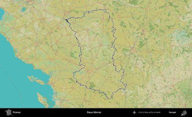 Deux-Sevres. OpenStreetMap İnsani Haritada Fransa 'nın idari alanının ana hatları
