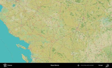 Deux-Sevres. OpenStreetMap İnsani Yardım Stili Haritasında Fransa 'nın idari alanı