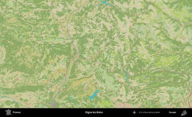 Digne-les-Bains. OpenStreetMap İnsani Yardım Stili Haritasında Fransa 'nın idari alanı