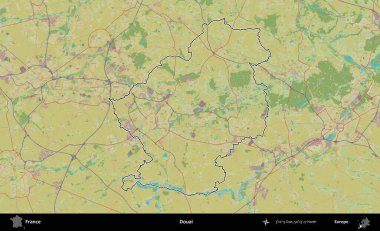 Douai. OpenStreetMap İnsani Haritada Fransa 'nın idari alanının ana hatları
