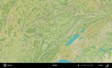 Hödükler. OpenStreetMap İnsani Haritada Fransa 'nın idari alanının ana hatları