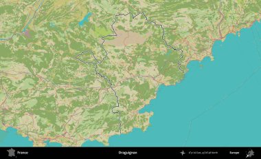 Draguignan. OpenStreetMap İnsani Haritada Fransa 'nın idari alanının ana hatları