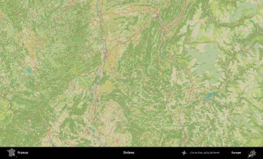 Drome. OpenStreetMap İnsani Yardım Stili Haritasında Fransa 'nın idari alanı