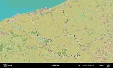 Dunkerque 'de. OpenStreetMap İnsani Haritada Fransa 'nın idari alanının ana hatları