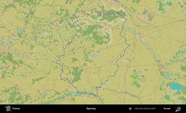 Epernay. OpenStreetMap İnsani Haritada Fransa 'nın idari alanının ana hatları