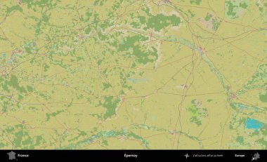 Epernay. OpenStreetMap İnsani Yardım Stili Haritasında Fransa 'nın idari alanı