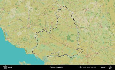 Fontenay-le-Comte. OpenStreetMap İnsani Haritada Fransa 'nın idari alanının ana hatları