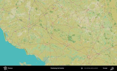 Fontenay-le-Comte. OpenStreetMap İnsani Yardım Stili Haritasında Fransa 'nın idari alanı