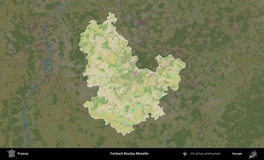 Forbach-Boulay-Moselle. Fransa 'nın idari alanı karanlık bir OpenStreetMap İnsani Haritası' na vurgulandı ve özetlendi
