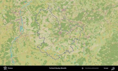 Forbach-Boulay-Moselle. OpenStreetMap İnsani Haritada Fransa 'nın idari alanının ana hatları