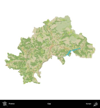 Boşluk. Fransa 'nın idari bölgesi bir OpenStreetMap İnsani Harita stili haritasında beyaza izole edildi