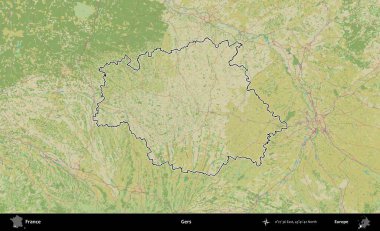 Gers. OpenStreetMap İnsani Haritada Fransa 'nın idari alanının ana hatları