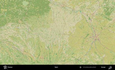 Gers. OpenStreetMap İnsani Yardım Stili Haritasında Fransa 'nın idari alanı