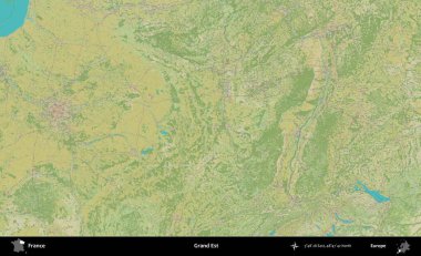 Grand Est. OpenStreetMap İnsani Yardım Stili Haritasında Fransa 'nın idari alanı
