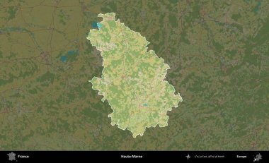 Haute-Marne. Fransa 'nın idari alanı karanlık bir OpenStreetMap İnsani Haritası' na vurgulandı ve özetlendi