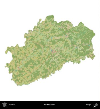 Haute-Saone. Fransa 'nın idari bölgesi bir OpenStreetMap İnsani Harita stili haritasında beyaza izole edildi