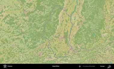 Haut-Rhin. OpenStreetMap İnsani Haritada Fransa 'nın idari alanının ana hatları