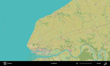 Le Havre. OpenStreetMap İnsani Yardım Stili Haritasında Fransa 'nın idari alanı