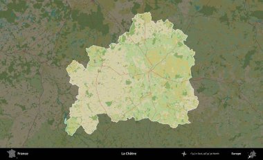 La Chatre 'de. Fransa 'nın idari alanı karanlık bir OpenStreetMap İnsani Haritası' na vurgulandı ve özetlendi