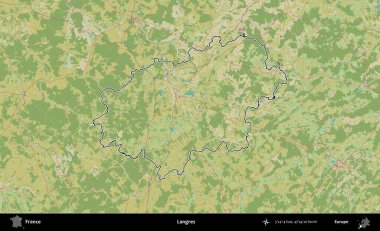 Langres. OpenStreetMap İnsani Haritada Fransa 'nın idari alanının ana hatları