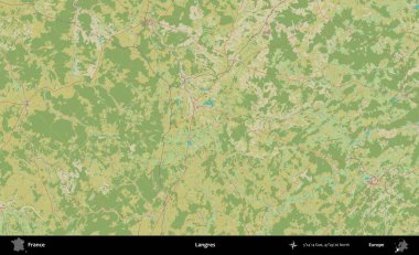 Langres. OpenStreetMap İnsani Yardım Stili Haritasında Fransa 'nın idari alanı