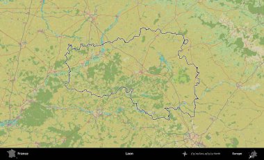 Laon. OpenStreetMap İnsani Haritada Fransa 'nın idari alanının ana hatları