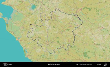 La Roche-sur-Yon. OpenStreetMap İnsani Haritada Fransa 'nın idari alanının ana hatları