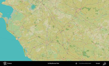 La Roche-sur-Yon. OpenStreetMap İnsani Yardım Stili Haritasında Fransa 'nın idari alanı