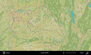 La Tour-du-Pin. OpenStreetMap İnsani Haritada Fransa 'nın idari alanının ana hatları