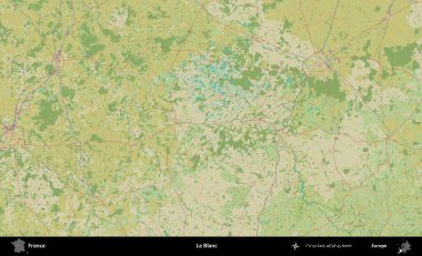 Le Blanc. OpenStreetMap İnsani Yardım Stili Haritasında Fransa 'nın idari alanı