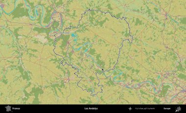 Les Andelys. OpenStreetMap İnsani Haritada Fransa 'nın idari alanının ana hatları