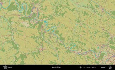 Les Andelys. OpenStreetMap İnsani Yardım Stili Haritasında Fransa 'nın idari alanı