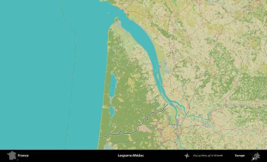 Lesparre-Medoc. OpenStreetMap İnsani Haritada Fransa 'nın idari alanının ana hatları